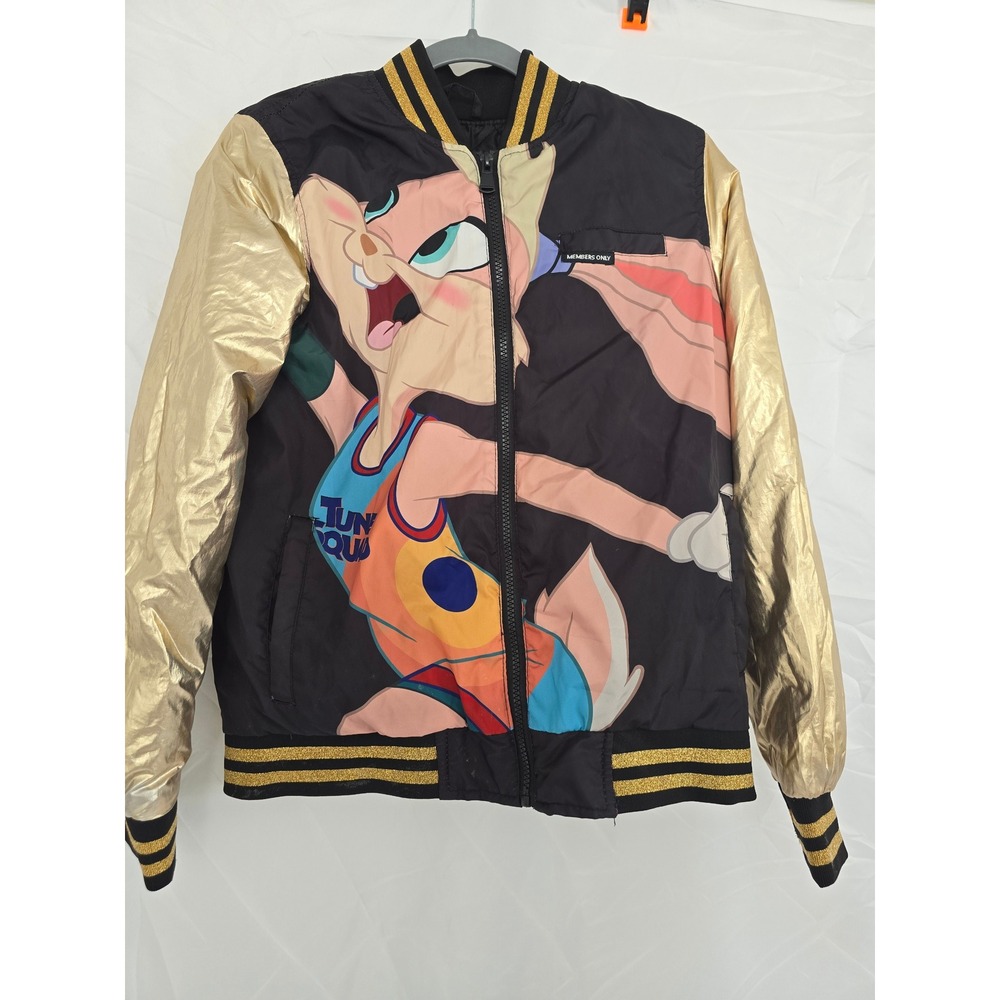 Members Only Space Jam A New Legacy Lola‎ Bunny Bomber Jacket Gold Sleeve Size M